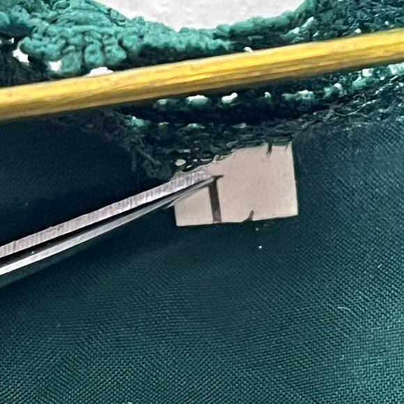 Farysays Top sz L V Neck Sheer Lined Crochet Trim Forest Fairy Dark Green - Picture 3 of 7